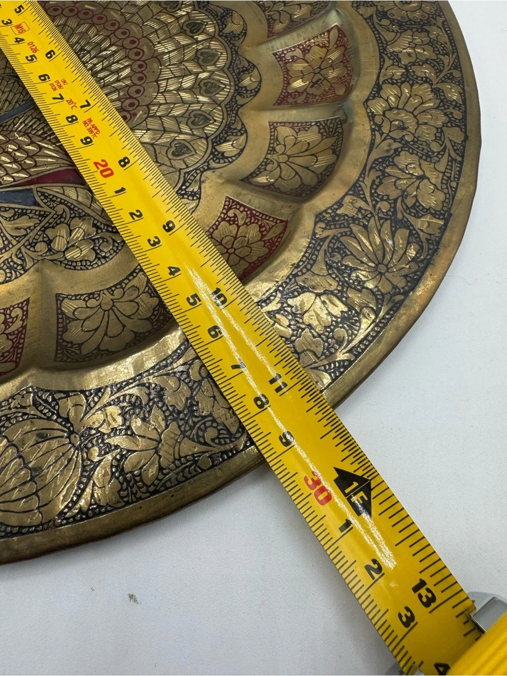 Vintage Lot of 2 Floral Etched Painted Brass Peacock Decorative Wall Hanging